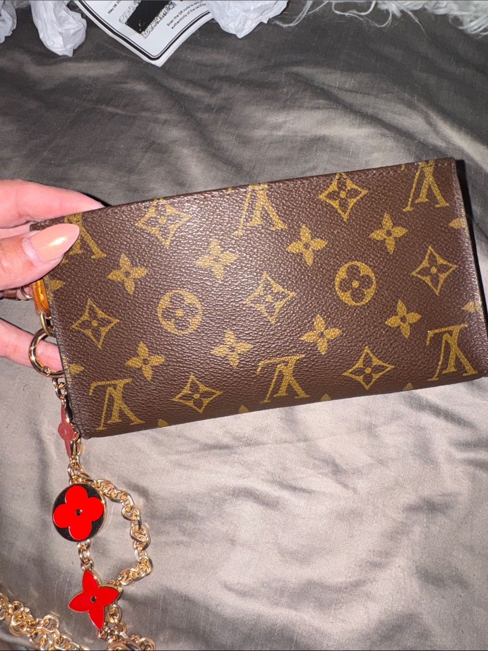 Louis Vuitton Monogram Pochette Wallet w/ Chain Crossbody | Vintage LV Clutch - Picture 3 of 11